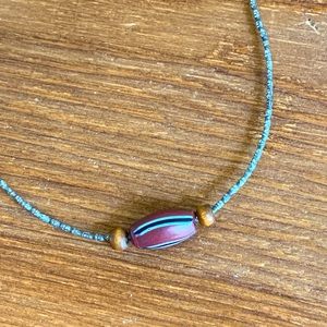 Silver and wood beaded necklace